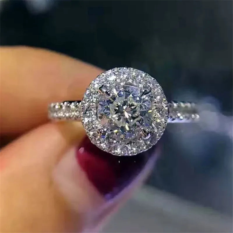 CC Rings for Women Cubic Zirconia Round Stone Bridal Wedding Engagement Ring Fashion Jewelry Drop Shipping CC583