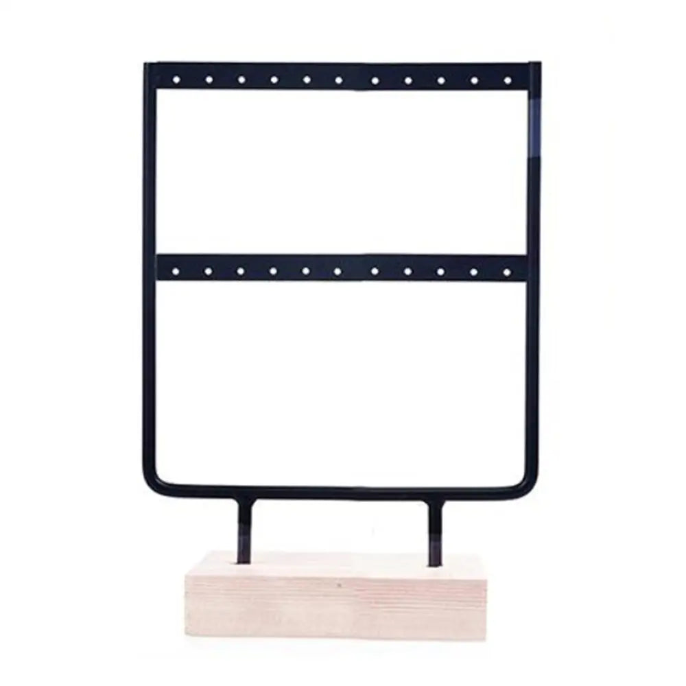 New Fashion 24/44 Creative Wooden Holes Black/White Earrings Ear Studs Jewelry Display Stand Organizer 2 Layers Jewelry Rack