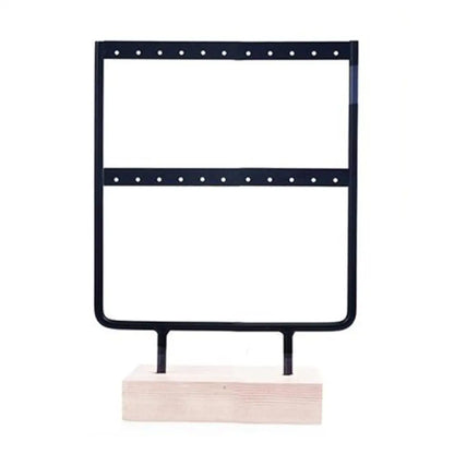 New Fashion 24/44 Creative Wooden Holes Black/White Earrings Ear Studs Jewelry Display Stand Organizer 2 Layers Jewelry Rack