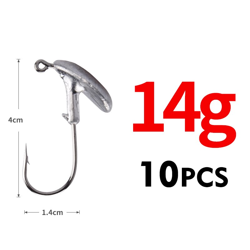 MEREDITH 10PCS Blood Slot Jig Head Tumbler Head Fishing Hook 3.5g 5g 7g 10g 14g for Soft Lure Carbon Steel