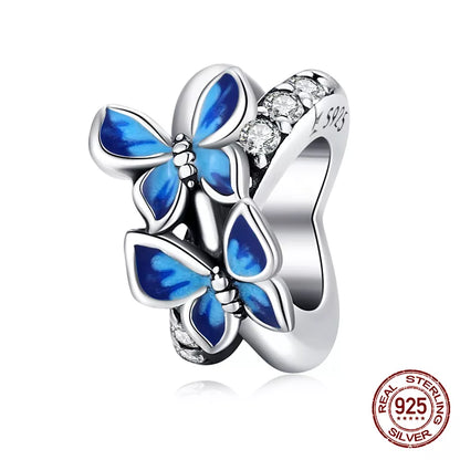 WOSTU 925 Sterling Silver Animal Cat Charm Pendant Heart Family Ladybug Bee Beads Fit Original Bracelet DIY Jewelry for Women