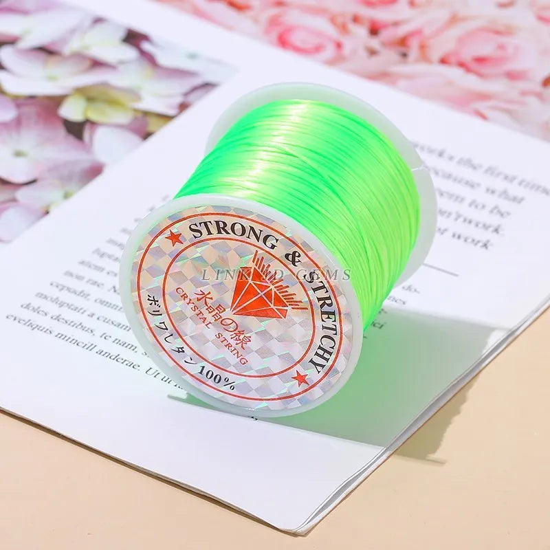 1Roll/35m 0.5mm Elastic Thread Cord String Round Crystal Line Nylon Rubber Stretchy Cord for Jewelry Making Beading Accessories