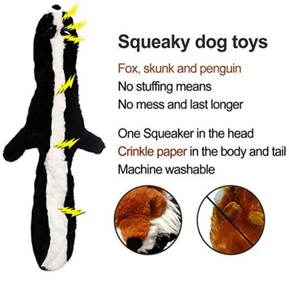 2023 New Cute Plush Toys Squeak Pet Wolf Rabbit Animal Plush Toy Dog Chew Squeaky Whistling Involved Squirrel Dog Toys
