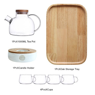 1l/1.8l Large Capacity Drinkware Glass Teapot Teaware Tea Pot Heat-Resistant Ket