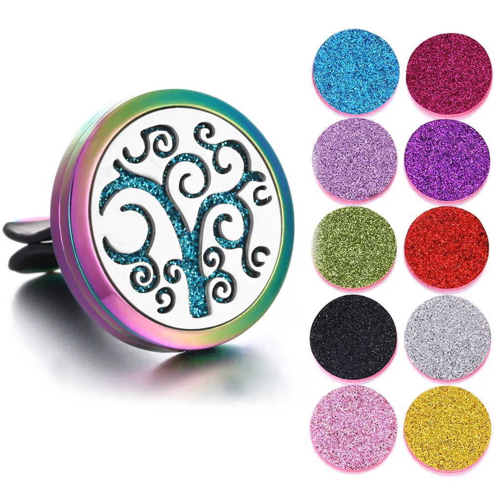 New Aromatherapy Jewelry Car Perfume Air Freshener Car Clip Tree of Life Aroma Essential Oil Diffuser Necklace Locket Pendants