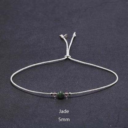 Handmade Moonstone Bracelet Thin Rope With Natural Crystal 925 Sterling Silver Beads Personalized Bracelets for Women