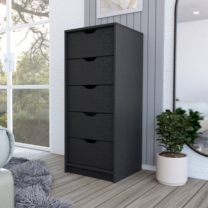 Kamran Dresser, Five Drawer Narrows -Black