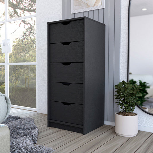 Kamran Dresser, Five Drawer Narrows -Black