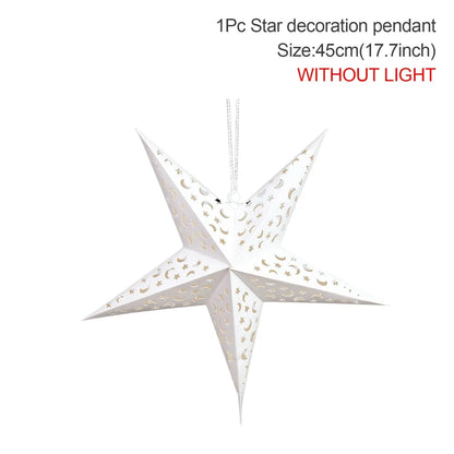 30-75cm Hollow Star Hanging Pendant Eid Mubarak Christmas Ramadan Decoration 2024 Islamic Muslim Party Decor Ramadan Kareem