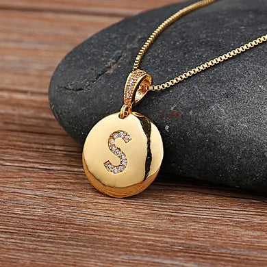 Nidin Women Girls Initial Letter Necklace 26 A-Z Charm Neck Pendants Copper CZ Jewelry Personal