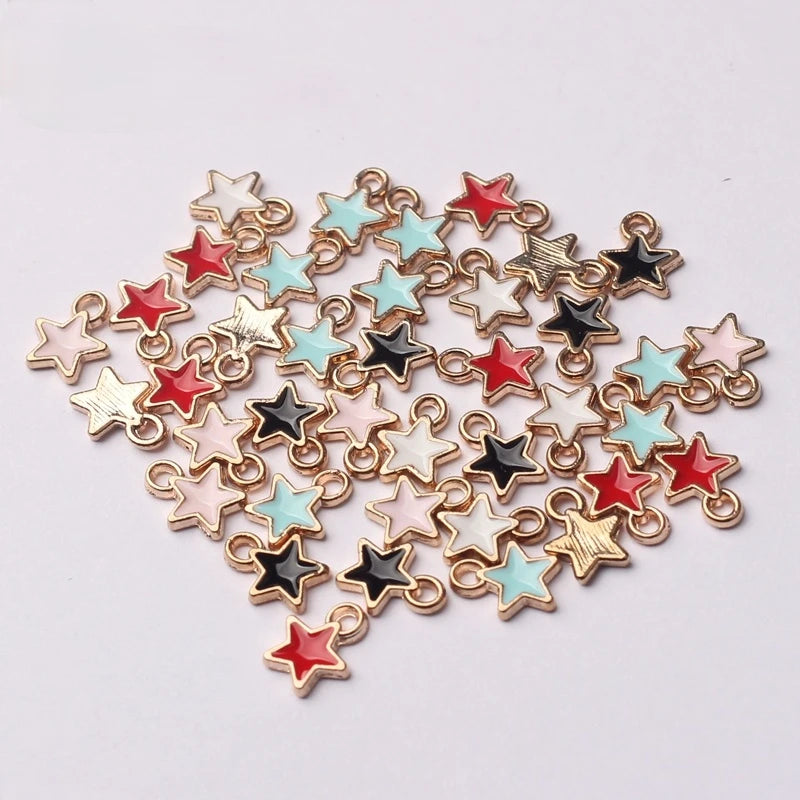 Zinc Alloy Black White Enamel Charms Mini Stars Charms 6mm 50pcs/Lot for DIY Jewelry Making Finding Accessories