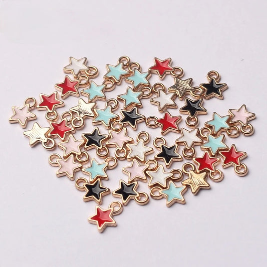 Zinc Alloy Black White Enamel Charms Mini Stars Charms 6mm 50pcs/Lot for DIY Jewelry Making Finding Accessories