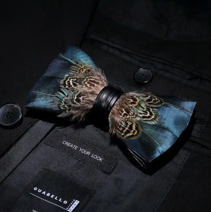 RBOCOTT Feather Bow Ties Men's Luxury Bowtie With Box Fashion Peacock Feather Bow Ties for Men Business Party Wedding