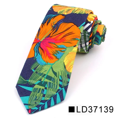 New Floral Tie for Men Women Skinny Cotton Neck Tie for Wedding Casual Mens Neckties Classic Suits Flower Print Neck Ties Cravat
