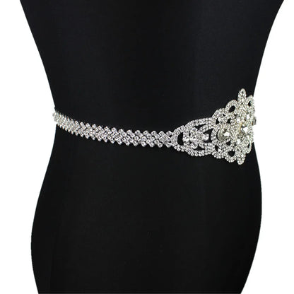Handmade Silver Bridal Belt Rhinestone Waistband Applique for Evening Prom Dresses Wedding Decoration White Beige Sash Ribbon