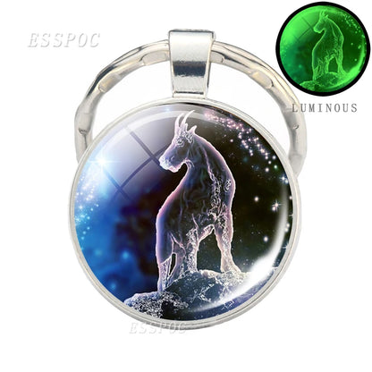 Luminous 12 Zodiac Signs Keychain Constellation Key Chain Leo Libra Virgo Sagittarius Zodiac Jewelry Birthday