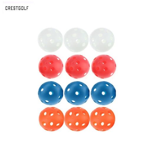 12pcsX72mm Plastic Golf Ball Pickleball Airflow Ball Floorball Hollow Indoor Practice Ball Fun-Air Scoop Ball Golf Accessories