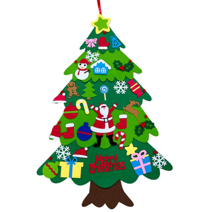 DIY Felt Christmas Tree Christmas Decoration for Home Navidad 2022 New Year Christmas Ornaments Santa Claus Xmas Kids
