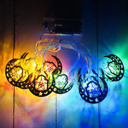 Ramadan Decoration Plastic Lantern Led String Lights Ramadan Kareem Decor Eid Mubarak Al-Fitr Eid Festival Party Supplies