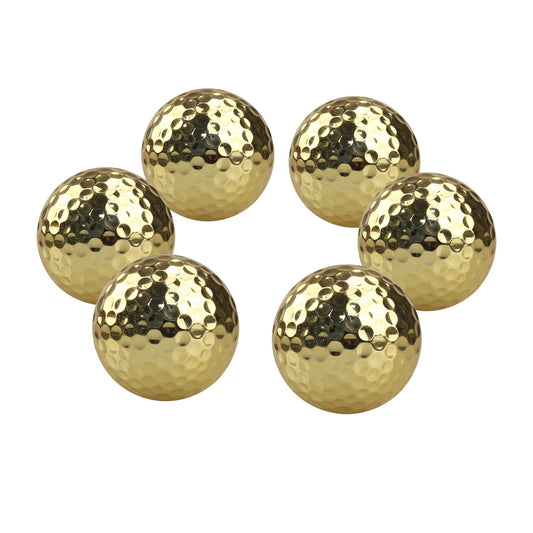 CRESTGOLF 6 Pcs Two Layer Golden Golf Balls Golf Practice Balls Training Two Pieces Balls