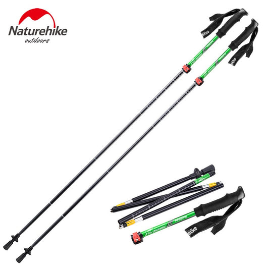 Naturehike 1Pcs Lightweight Five Section Fold Walking Stick Ultra Light 7075 Sponge Handle Professional Lock Trekking Pole NH15A