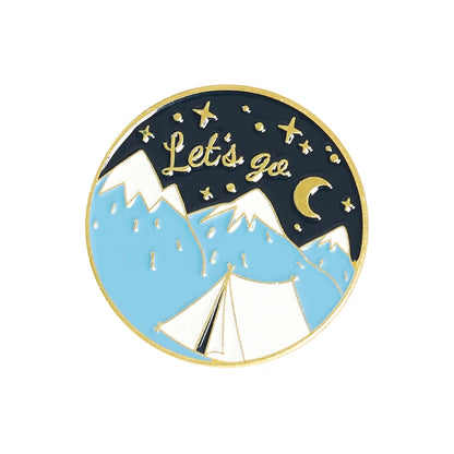 Outdoors Mountain Starry Night Enamel Pin Custom Wild Camping Hiking Brooches Bag Clothes Lapel Pin Adventure Badge Jewelry