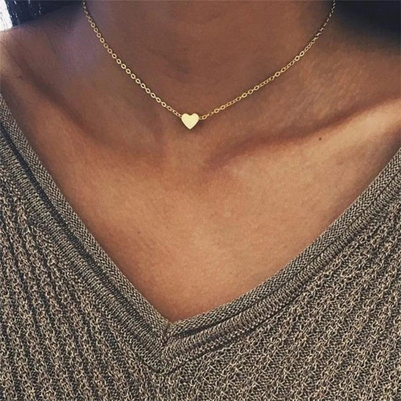 New Fashion Heart Leaf Moon Pendant Necklace Crystal Necklace Women Holiday Beach Statement Jewelry