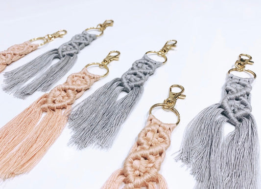 Macrame Keychains | Boho Keychains Blue Pink | Boho Macrame Keychains | Macrame Accessories | Bag Charm |