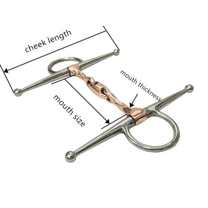 Stainless Steel Full Cheek Bit Twisted Copper Mouthpiece Horse Bit Equipment 12.3cm