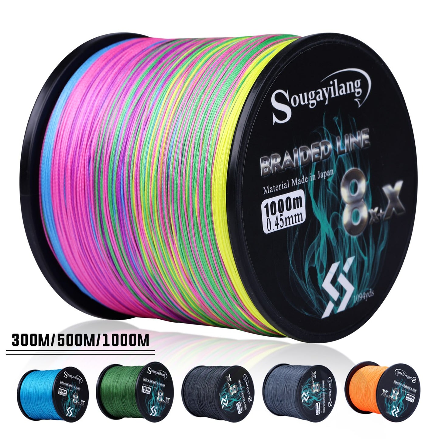 Sougayilang 8x+x 9 Strands Braided PE Fishing Line 300M 500M 1000M Strong Fishing Line Multifilament Durable Fishing Line Tool