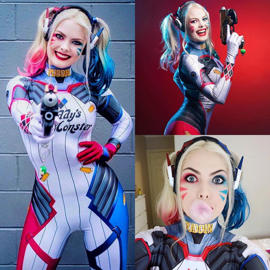Newest D.va Cosplay Costume DVA Superhero Costumes Halloween Party Zentai Bodysuit Adults Kids Catsuit