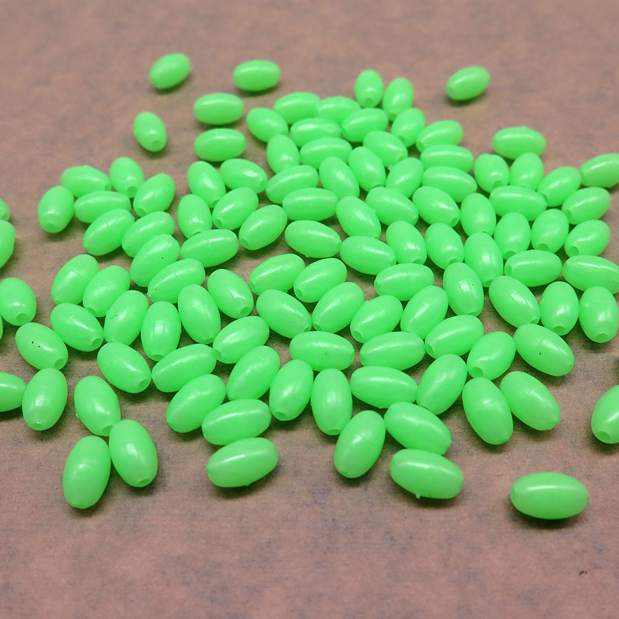 200 PCS/Lot Oval Hard Fishing Bead Luminous Plastic Float Bobber Stopper Hook Lure Accessories