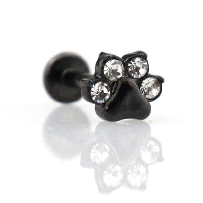 1pc Paw Zircon Labret Lip Ring Stainless Steel Internally Threaded Monroe Ring Body Jewelry 16g Cartilage Tragus Helix Piercing