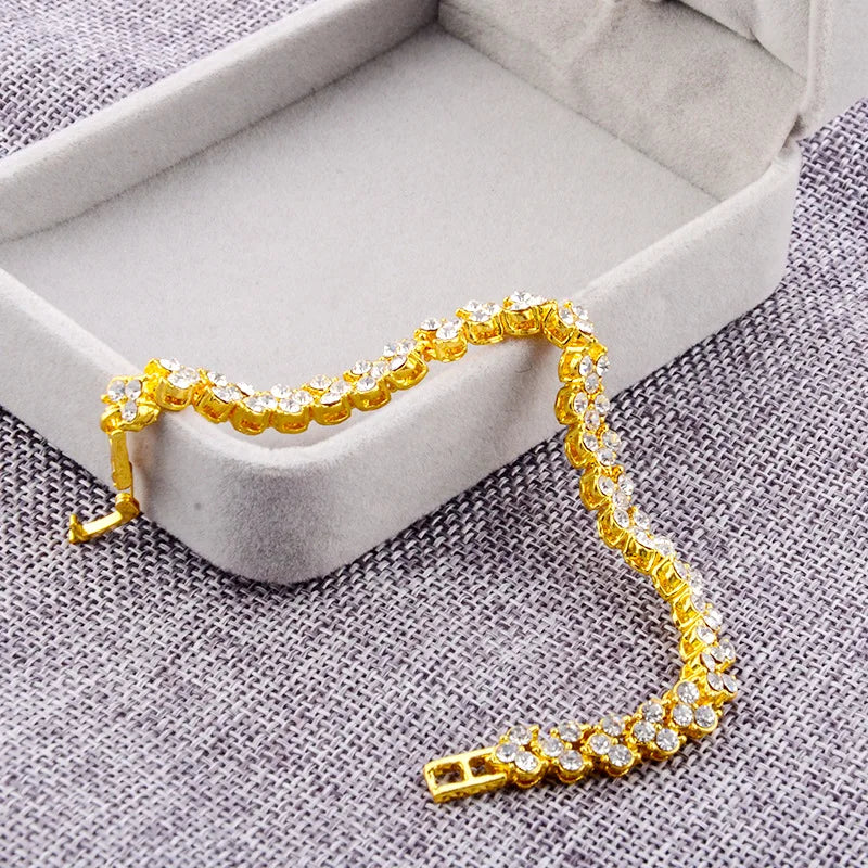 Women Silver Color Rose Gold Bracelet for Female Pulseras Crystal Heart Charm Bracelet Women Bridal Wedding Fine Jewelry