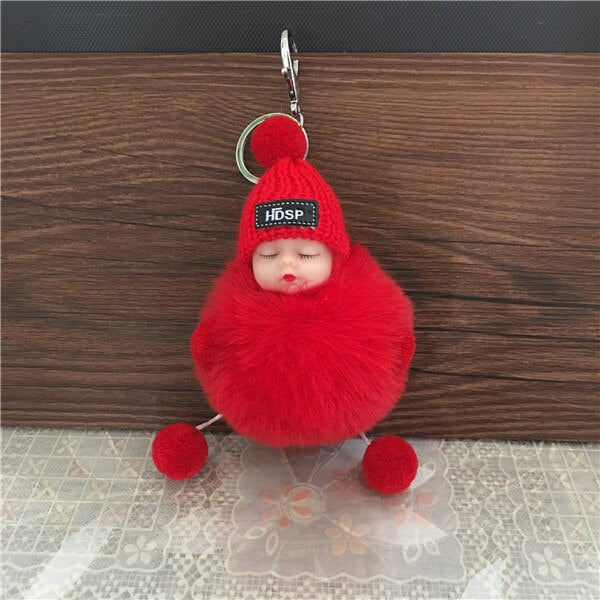 1PCS Cute Cartoon Doll Keychain Fur Ball Plush KeyChain Keyring Women Handbag Car Key Holder Bag Pendant Toys for Kids