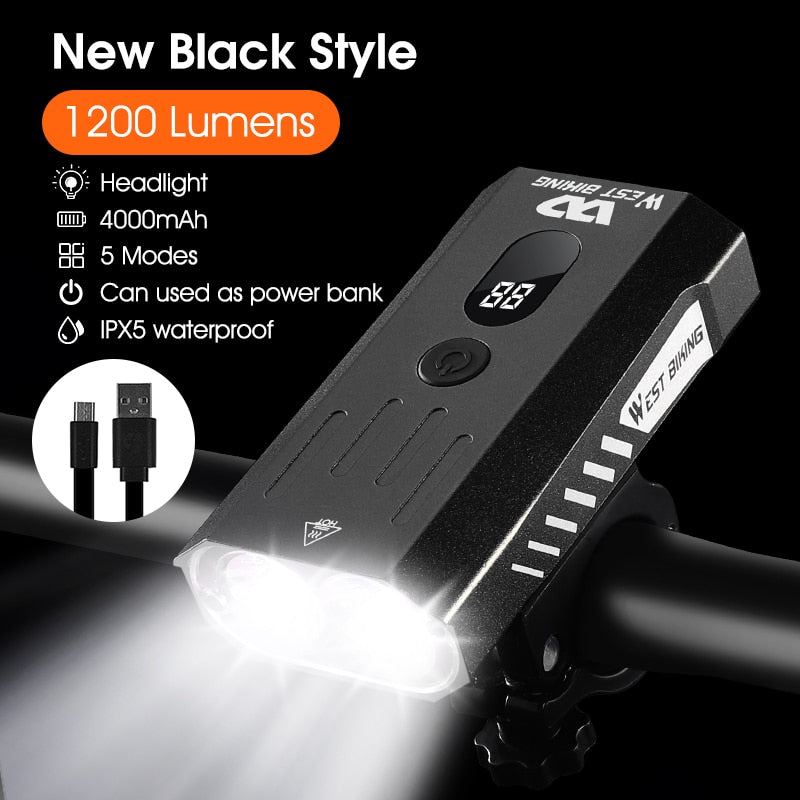 WEST BIKING Bike Front Light Induction Bicycle Bright Light USB Charging Flashlight Cycling Waterproof Torch Bike Headlight