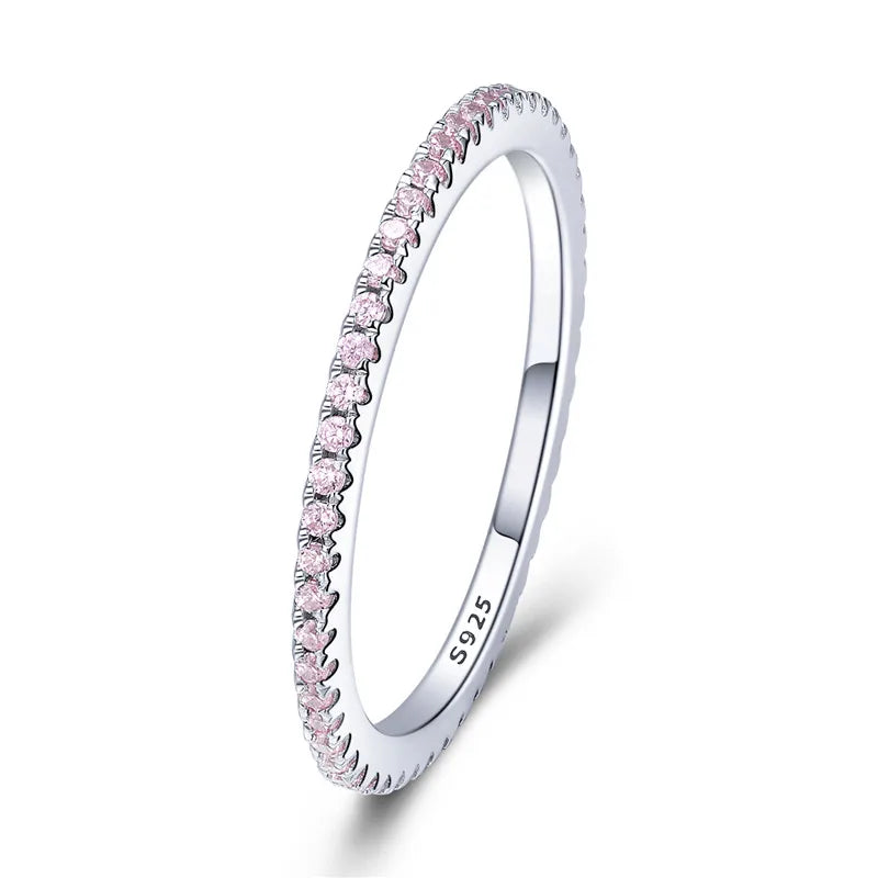WOSTU Simple Rings 100% 925 Sterling Silver Shimmering Wish Stackable Ring for Women Wedding