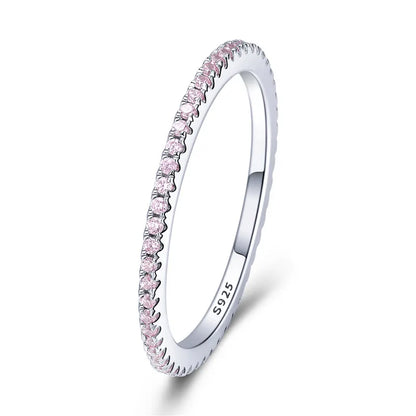 WOSTU Simple Rings 100% 925 Sterling Silver Shimmering Wish Stackable Ring for Women Wedding