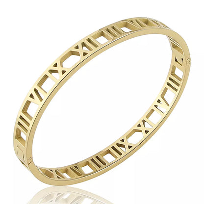 Delicate Hollow Roman Numeral Bracelets & Bangles Titanium Steel Bangle Fine Jewelry for Women Vacuum Plating Bangle