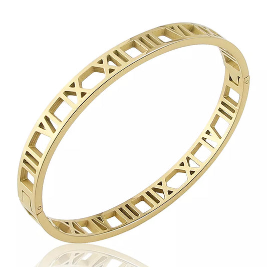 Delicate Hollow Roman Numeral Bracelets & Bangles Titanium Steel Bangle Fine Jewelry for Women Vacuum Plating Bangle