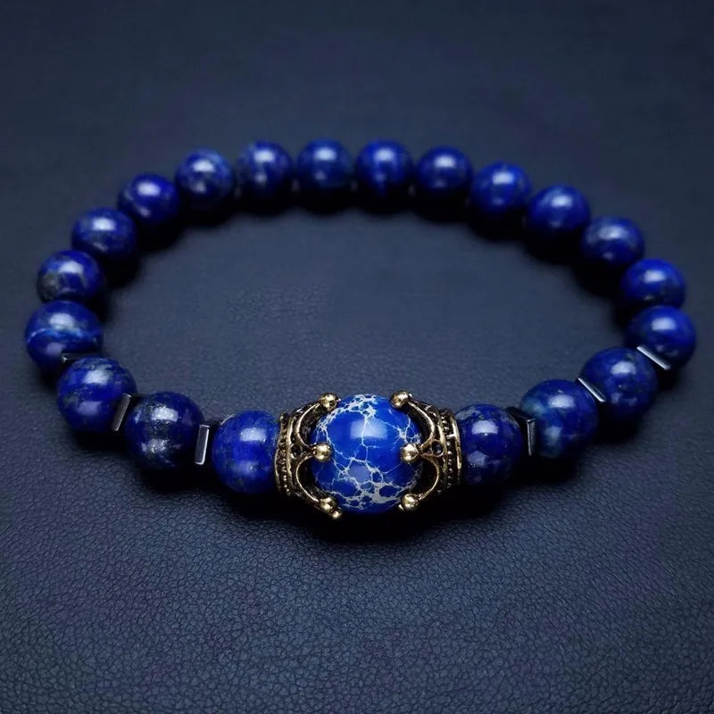 Charm Bracelet for Men Fashion Luxury Antique Crown High Quality Tiger Eye Stone Bead Bracelets Jewelry Male Pulseira Bileklik