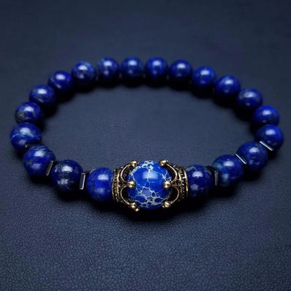 Charm Bracelet for Men Fashion Luxury Antique Crown High Quality Tiger Eye Stone Bead Bracelets Jewelry Male Pulseira Bileklik