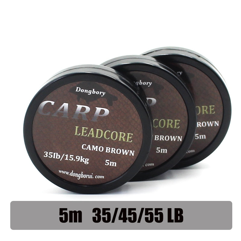 5m Braided Lead Core Carp Leader Line Camo Brown Mainline Leadcore for Carp Rig Chod Helicopter Rig Carp Coarse Fishing Line