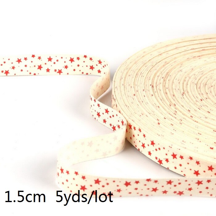 5yards Cartoon Printed Cotton Ribbons Hairbows Christmas Decoration for Home Gif