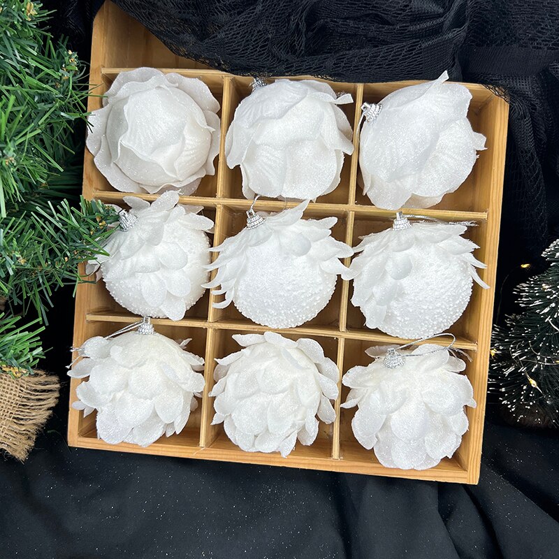 10/8/6cm Shatterproof White Foam Christmas Balls for Xmas Tree Decor Christmas Ornament Christmas Tree Decorations