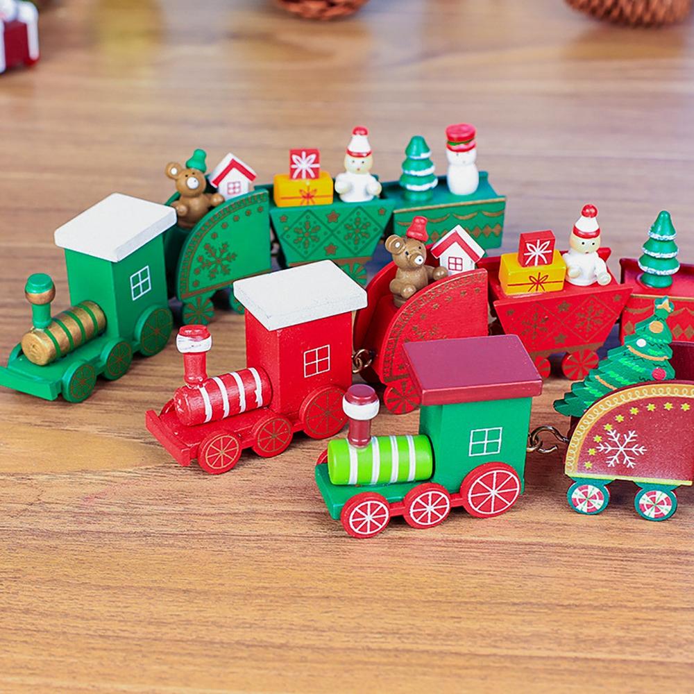 Christmas Wooden Train Merry Christmas Decoration for Home 2023 Christmas Ornaments Navidad Xmas New Year 2024