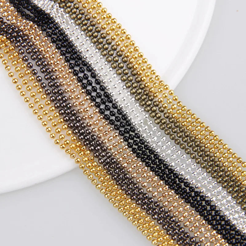 5m/Lot 1.5mm Metal Ball Bead Chains 7Colors Ketting Kettingen Bulk  Bulk Iron Chains for DIY  Jewelry Accessories