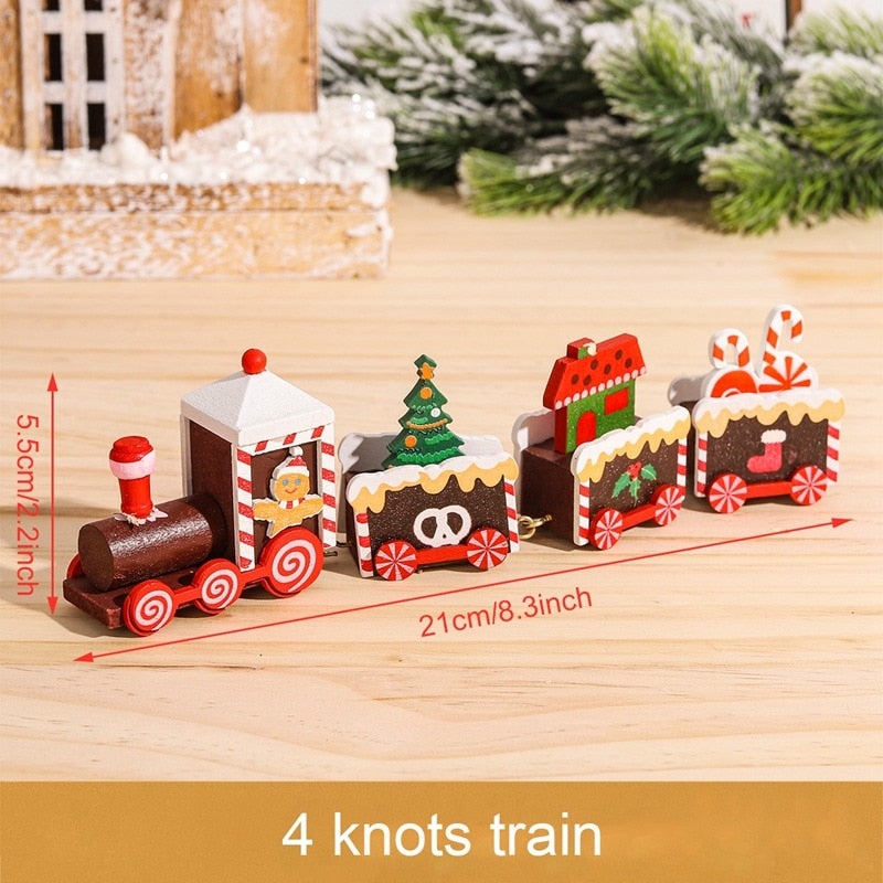 Christmas Wooden Train Merry Christmas Decoration for Home 2023 Christmas Ornaments Navidad Xmas New Year 2024