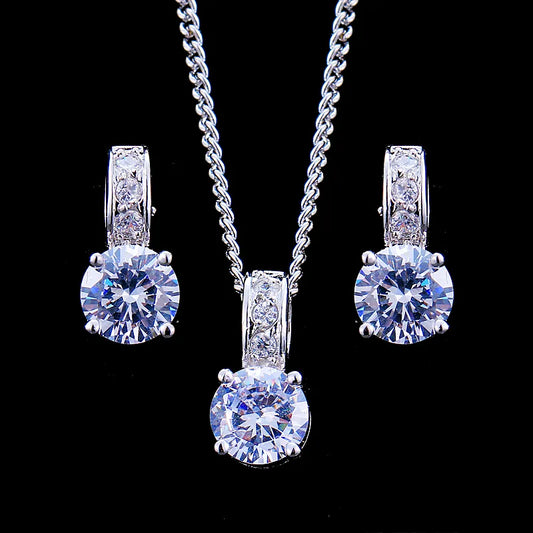Emmaya Bridal Jewelry Sets Female Jewellery With Zircon Set of Earrings Pendant Necklaces Party for Woman