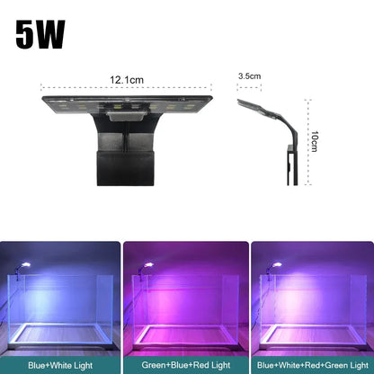 Super Slim LED Aquarium Light Lighting Plants Grow Light 5w/10w/15w Aquatic Plant Lighting Waterproof Clip-On Lamp for Fish Tank